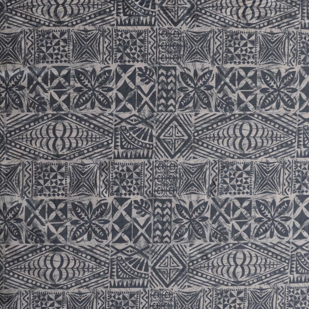 1 Yard Gray Traditional Tongan Geometric Peachskin Polyester Fabric For Sewing And Craft Projects 45 Inch